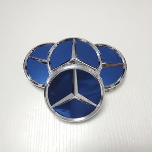 4 Mirror Blue WHEEL CENTER HUB CAPS EMBLEM FITS MERCEDES BENZ 75MM/3INCH